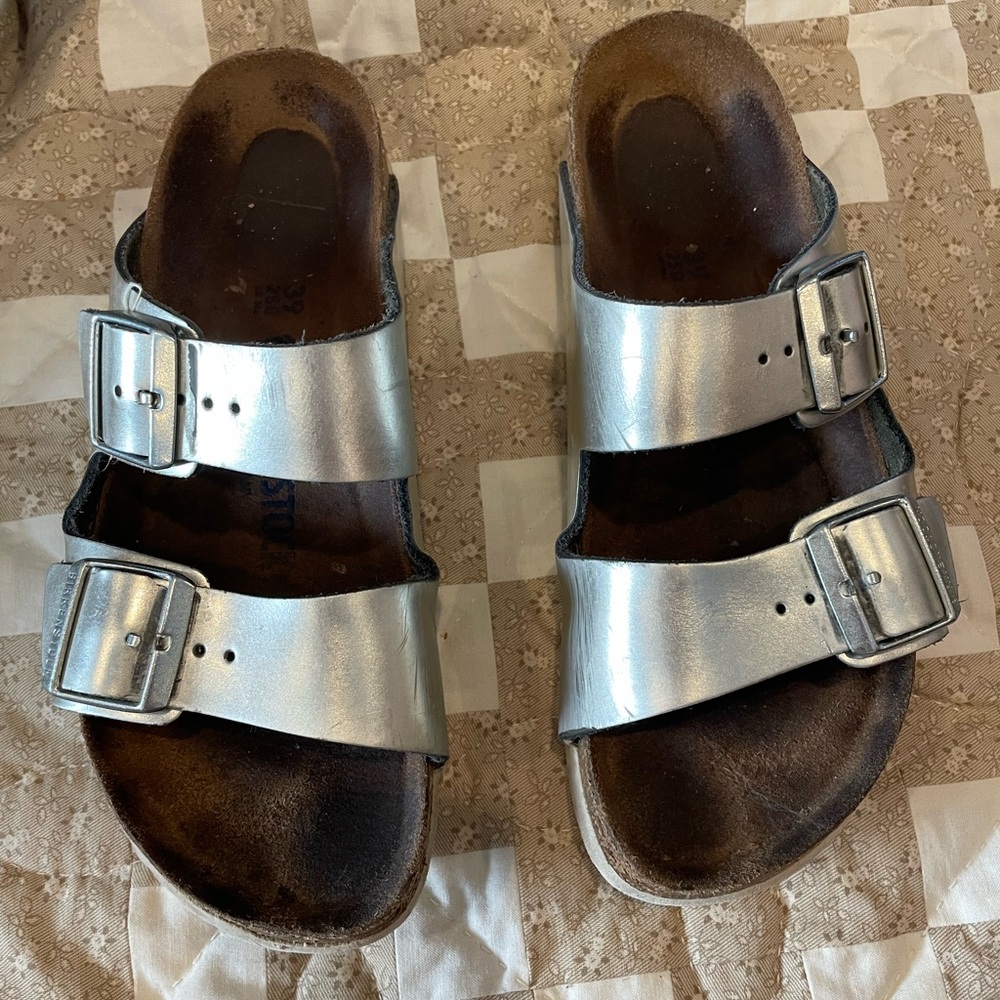 Birkenstock Arizona Silver Sandals 39 - Picture 4 of 9
